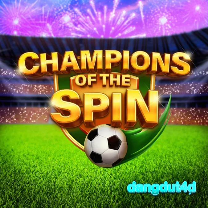 Tampilan visual slot Champions of the Spin dengan tema stadion sepak bola